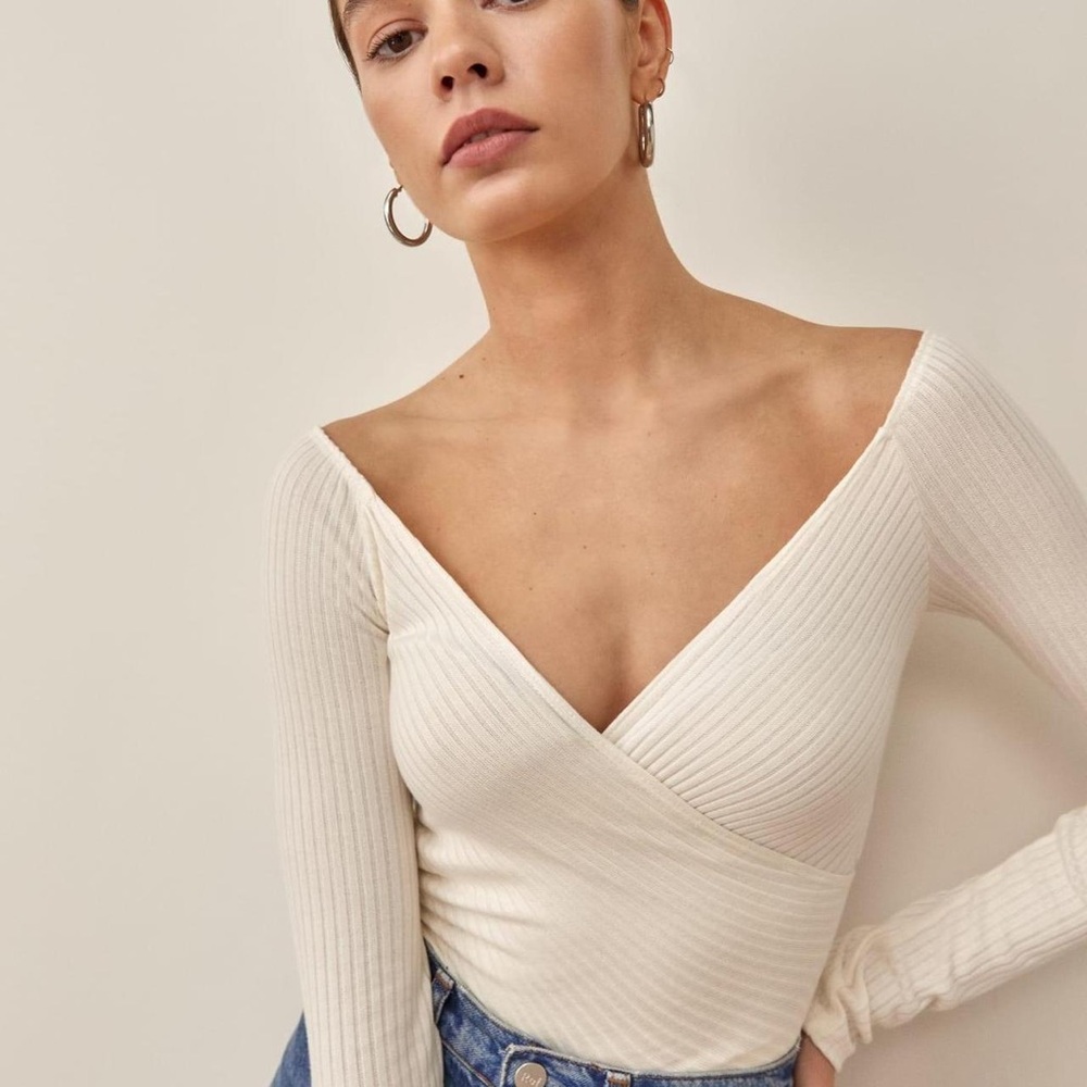 Reformation, Wrap top, White, Size Small (S)